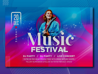 Music festival party poster design. advertisment background concert dance dj facebook fun gradient instagram instagram banner live music art neon light party post poster poster art social media ui web banner