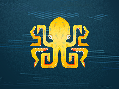 Blue Ringed Octopus animal blue creatures design dots flat flat design gradient grain illustration illustrator ocean octopus pattern poisonous sea texture vector yellow