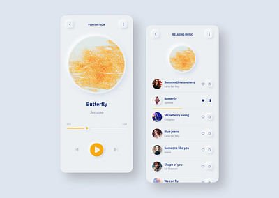 Music player | Light mode app clean light mobile music music player neumorphic neumorphism player ui ux
