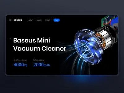 Baseus Landing Page Concept blur concept dark design futuristic landing light modern page sketch tech web website