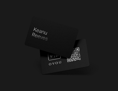 Card branding for OVOU. Matt black plastic business card black brand brand identity branding branding design business business card design card card branding card design connections digital hub matt black minimal ovou people plastic card smart design