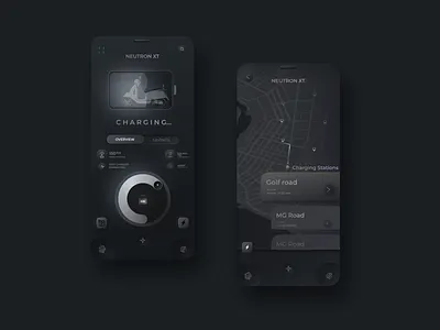 Neutron E-scooter App app app design branding delivery design figma hmi interaction design interface minimal mobile neumorphism parking product design startup technology ui user experience ux web design