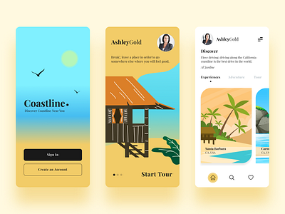 The Coastline. app design illustration minimal minimalist mobile app mobile ui typography ui user experience userinterface