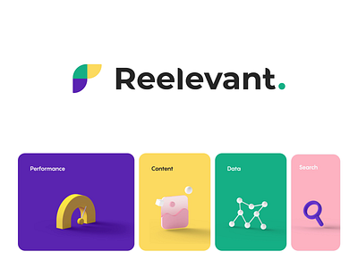 Reelevant - Brand 3d animation brand branding colors icons identity logo motion