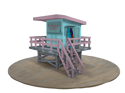 Beach house 3d 3d art 3d artist 3ddesign beach beach house c4d cinema4d lifeguard