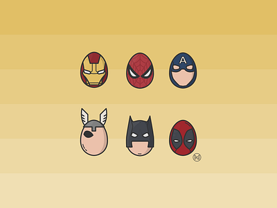 Happy Easter cartoon comics deadpool decorating design easter easter egg egg eggs heroe heroes illustration ironman marvel outline spiderman superheroes vector web