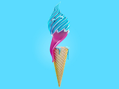 Crazy Cream 3d 3d art character crazy cream crazy ice cream damian damian sturm ice cream ice cream cone