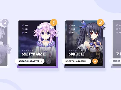 Neptunia Profile black design minimal simple ui video game