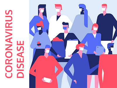 People in face masks illustration business character composition coronavirus covid design face mask flat flat design illustration people style vector