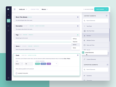 Hedwig: Form Modeling for Content Management System b2b cloud app cms cms development content creation content management content management system data data visualization database form form builder form elements form fields forms modelling product design saas userinterface uxui