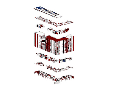 Exploding Axonometric Representation 3d architecture architecture design architecture visualization axonometric rendered