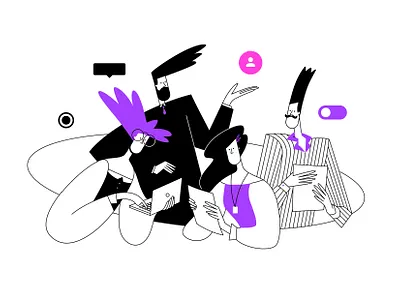 Teamwork 2d character branding design icons illustration minimal relate team teamwork tech technology together ui vector work