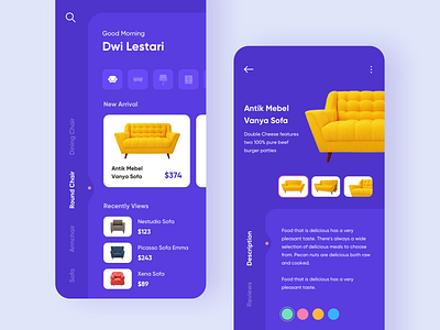 Furniture E-Commerce App app card chair clean craft dark ecommerce furniture ikea ios mobile mobile app profile shop shopping store ui ux