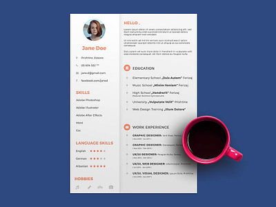 Free General PSD ResumeTemplate for Any Job Opportunity curriculum vitae cv cv template design free free cv template free resume template freebie freebies resume