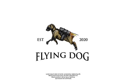handrawn flying dog logo design animal animals branding character design dog graphic graphic design hand drawn icon illustration illustrator logo logo design logotype minimal retro steak vector vintage
