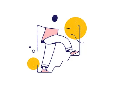 Taking steps branding circle circles design illustration ipadpro pants pencil procreate shirt shoes stairs steps walking