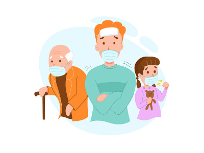 Vulnerable People Group coronavirus covid 19 cute design flat illustration minimal people vector