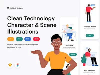 Clean Technology Character & Scene illustration Creator Kit app characters clean download geometric hellsjells illustration kit meeting minimal mobile mobile app illustration product success tech technology toolkit ui ui8 web
