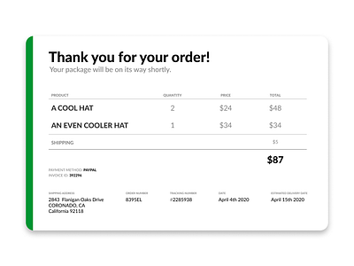 #DailyUI 017 - E-mail Receipt dailyui design email email design email receipt figma figmadesign flat minimal order ordering receipt receipts shipping ui ux