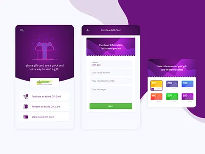 Gift cards mobile application app branding card design flat form gift giftcard giftcards icon minimal mobie typography ui