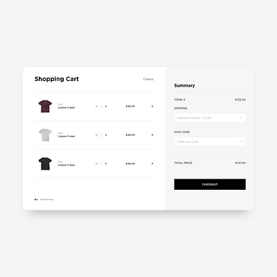 Webdesign UI shopping cart clean concept daily ui design minimal shirt shopping shopping basket shopping cart ui ux web