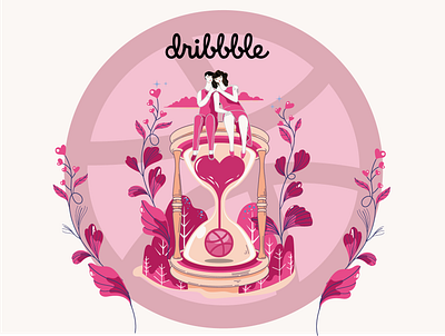 dribbble love hourglass design drawing dribbble dribbble best shot flowers hello dribble hello world illustration love pink typography vector