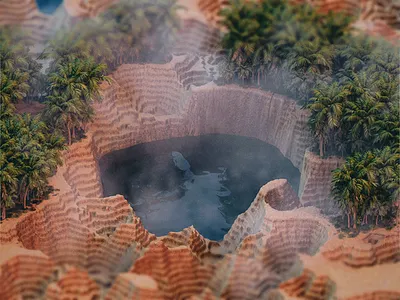 Oasis 3d clarisseifx desert environment houdini nature oasis palm photoshop water