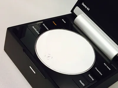 McLaren Neuromodulation project - Charger Prototype arduino design digital drawing health health app health care industrial design interactive design interface led light mclaren mobile prototype sketch ui ux