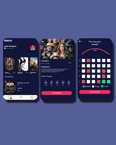 Movia Movie TicketApp app branding design logo minimal ui ux