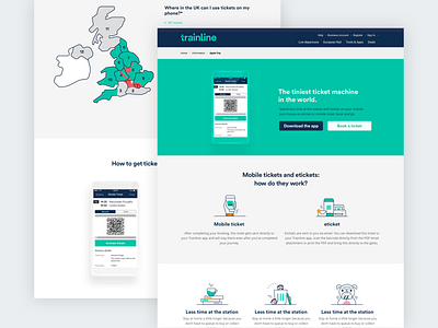 Trainline Mobile tickets Landing Page app branding icons illustrations landing page ui user interface