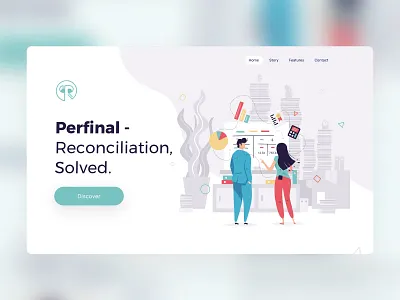 Perfinal - Reconciler UI design & Illustrations charcters flat flatdesign illustration onepager ui uxui website