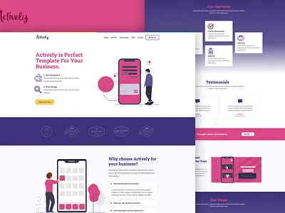 Actively – Multipurpose Landing Page Template agency app business corporate creative css design flat html illustration landing page lead generation marketing multipurpose one page product responsive template web design website