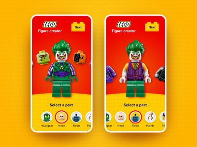 Lego - Figure Creator app concept ui