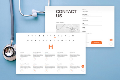 UI + UX Design branding contact form grid design hospital identity interaction design library ui uiux webdesign