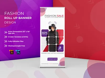 Fashion Roll Up Banner Design advertisement advertisement design branding design eventreclame illustration rollupbanner vector web xbannerstands