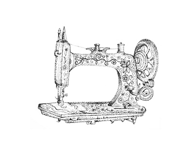 Vintage Singer Sewing Machine - Dotwork antique black and white dots dotwork dotworker drawing hand drawn illustration illustration art illustrator inking pen and ink pen drawing pointillism sewing sewing machine singer stipple stippling vintage