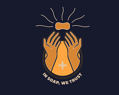 In soap, we trust. badge design hands logo quarantine soap wash