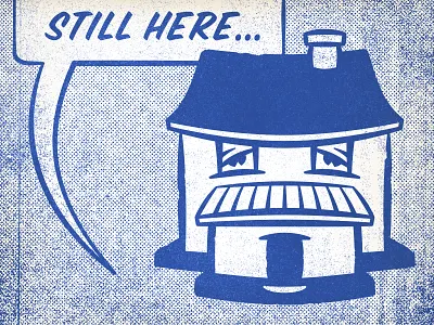 Still Here blue comic design distressed halftone illustration retro texture toner vintage