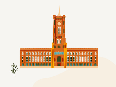 Berlin Rathaus flat illustration minimal vector