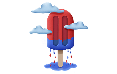 Its Raining Popsicle! blue clouds drawing illustraion popsicle rain red