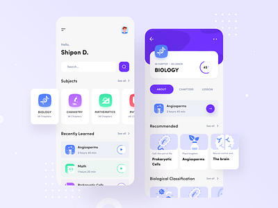 e Education App application design biology chemistry clean app design education app interface ios knowledge knowledgebase learning minimal app design mobile app ui ui ux