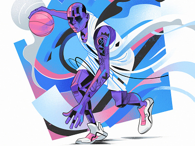 Attack Mode allstar allstargame athlete ballhandling basketball illustration liveaction nba player playmaker