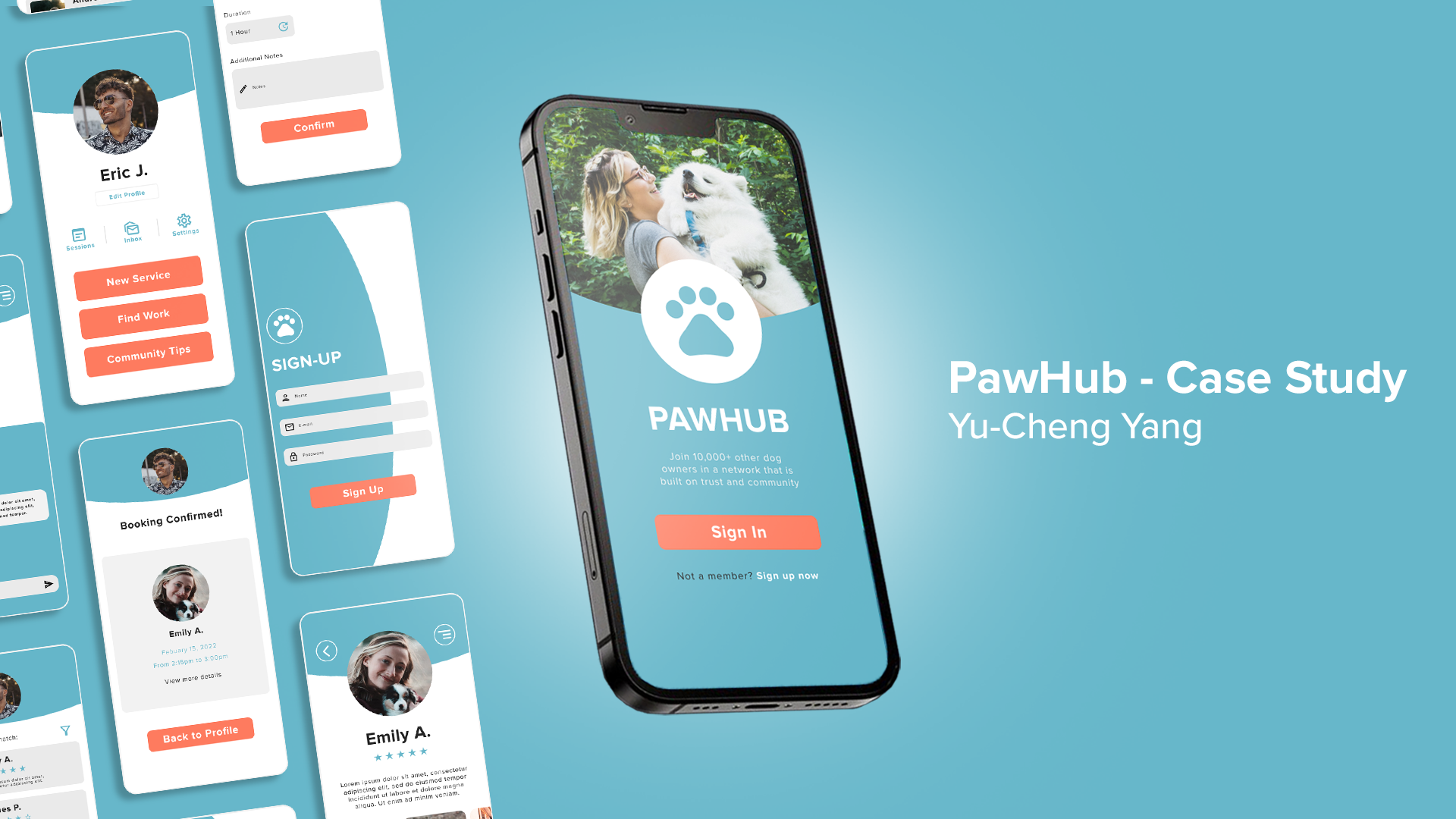 Pawhub - Case Study app branding case study design dog walk figma graphic design portfolio ui ux