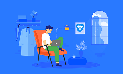 home office for telehealth adobe banner design blog post doctor flat illustration hipaa homeoffice illustration illustrator jotform telehealth