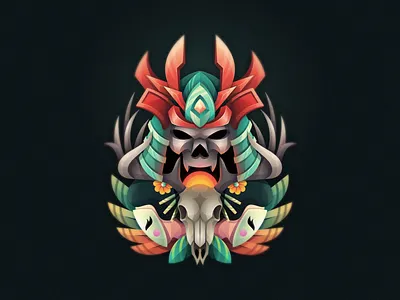 Japanese Myth Illustration antler colorfull design designs esports games geisha illustration japan mascot mask modern samurai skull vector