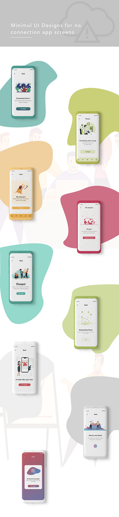 UI Mobile Error Screens - APP design connection creative creative design creative logo design error error 404 error message error page errors interactive no connection no internet ui ux uidesign ux design