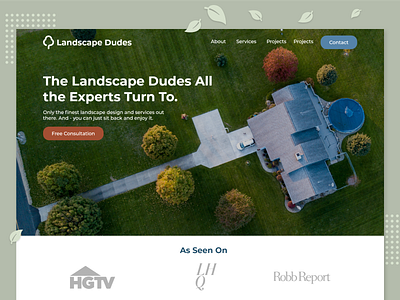 Landscaping Landing Page business design green hero banner hero image illustration landing page landscape landscaping local minimal ui ux web web design webdesign website