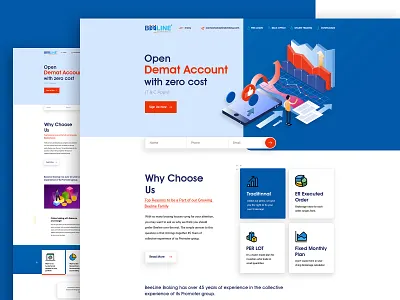 Stock market website design banner design homepage interaction landing typography ui ux website
