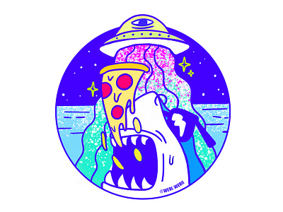 SHARK STICKER alien aliens pizza shark sticker ufo