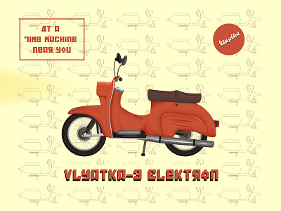 Vlyatka art berlin design heritage illustration old school scooter soviet transport ussr vector vehicle art vintage vlaytka vlaytka